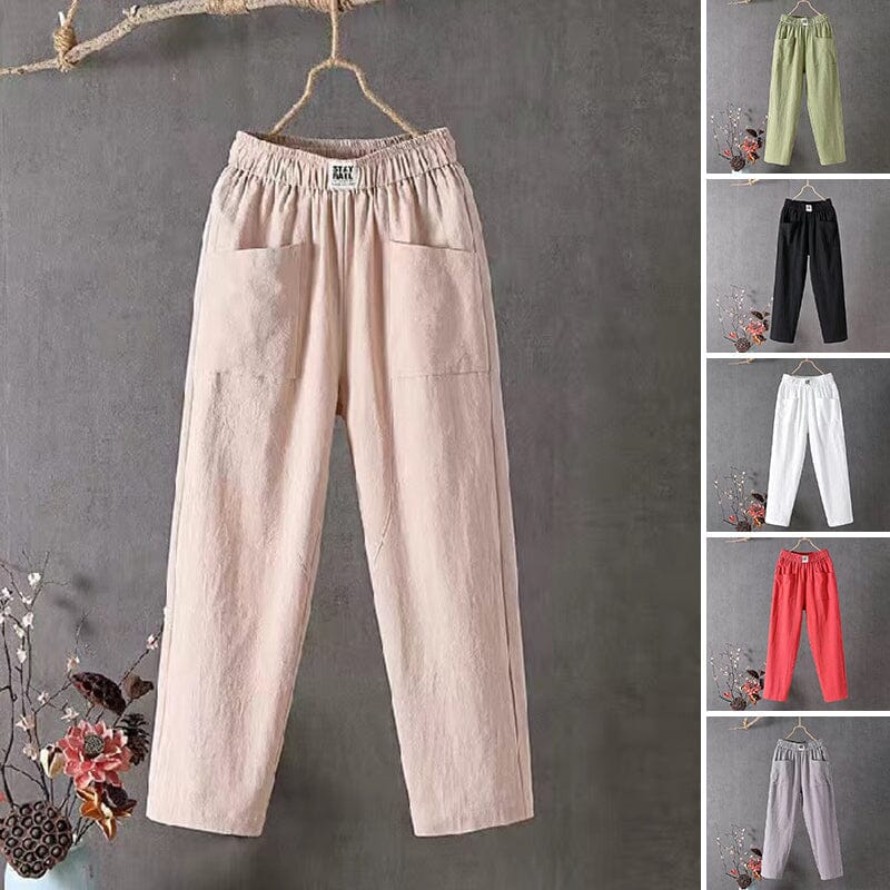 Rosie™ - Cotton Linen Trousers with Elasticated Waist