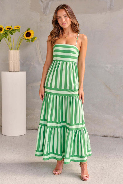 Lina™ - Stylish Striped Summer Maxi Dress