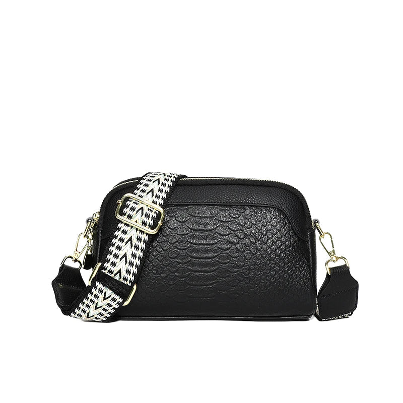 Mia™ - Crossbody Leather Bag With Alligator Pattern