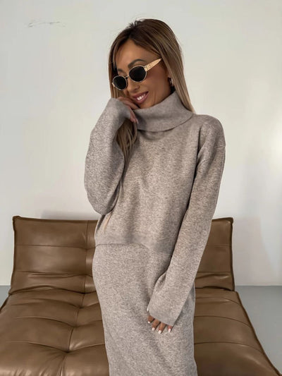 Grace™ - Midi Dress and Turtleneck Sweatshirt Set