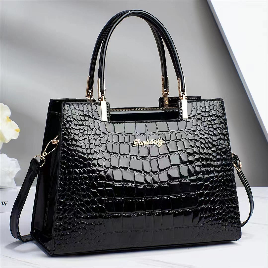 Lola™ - Shiny Crocodile Pattern Leather Handbag