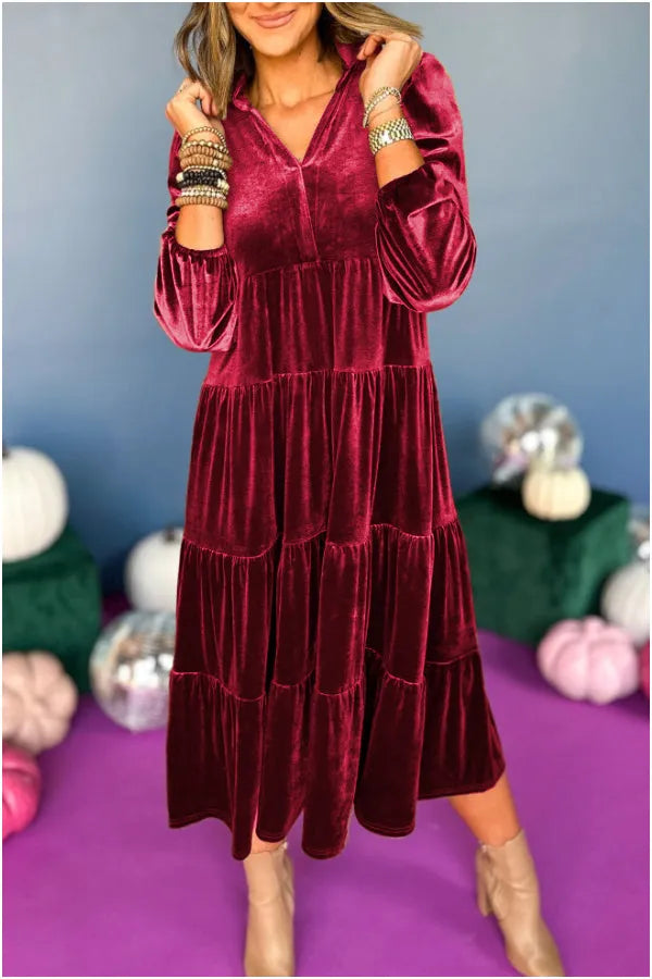 Sienna™ - Comfortable Loose Velvet Dress With V-neck