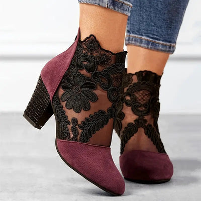 Rosie™ - Stylish Flower Lace Heels With Handmade Details