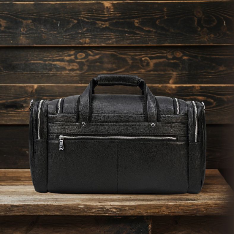 Black Leather Duffle Bag | CHARLEROI