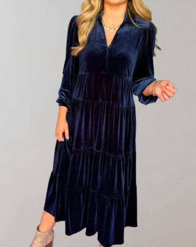 Sienna™ - Comfortable Loose Velvet Dress With V-neck