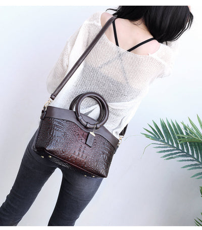 Sophia™ - Stylish Leather Croco Bag With Handmade Details