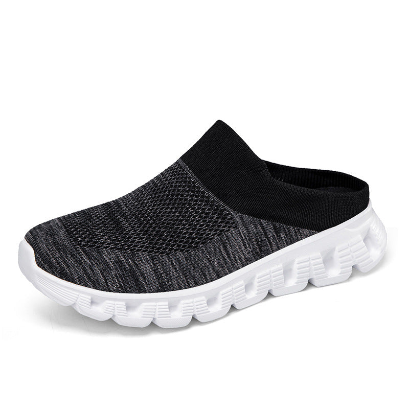 Comfortable Flying Woven Breathable Half Slipper for Men