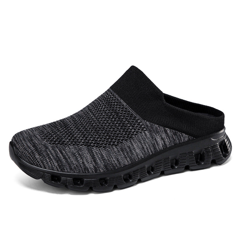 Comfortable Flying Woven Breathable Half Slipper for Men