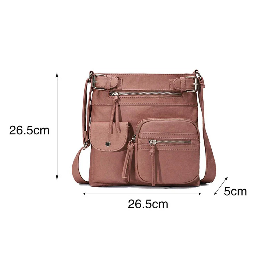 Ariana - Multiple Pockets Soft Leather Crossbody Bag