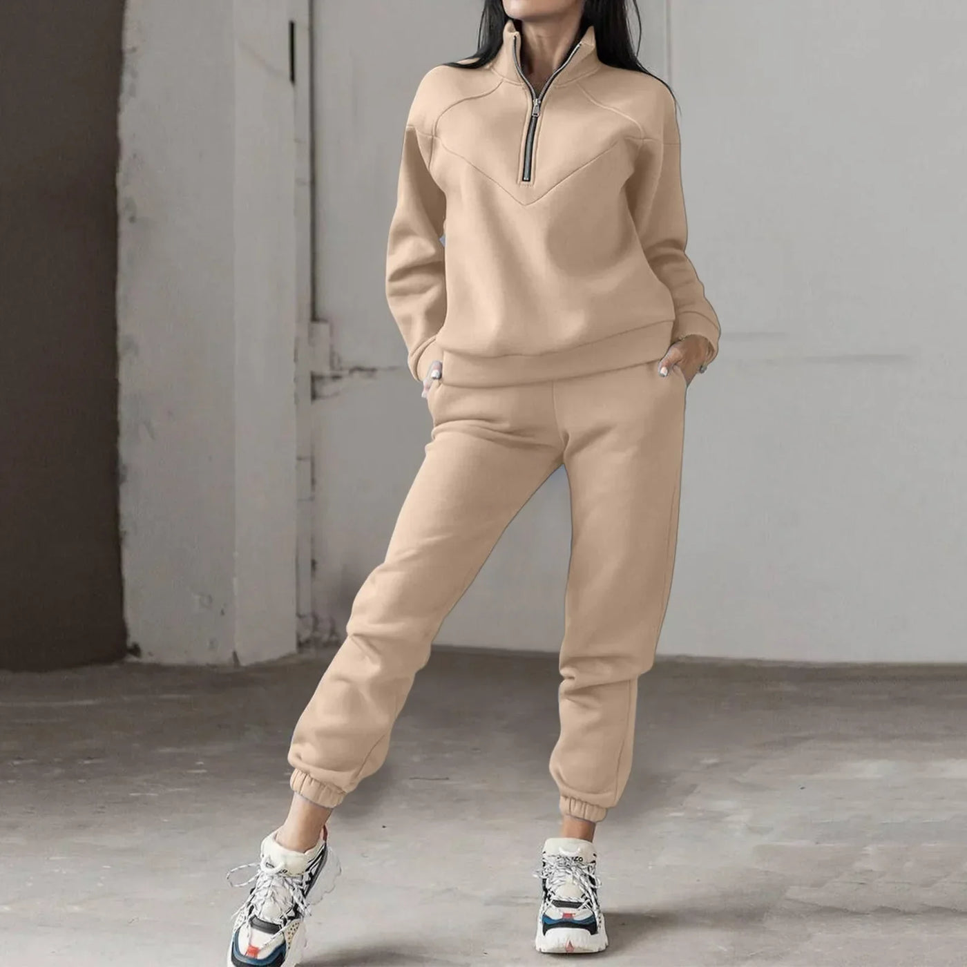 Lily™ - Comfortable Long Sleeve Zipper Tracksuit Set