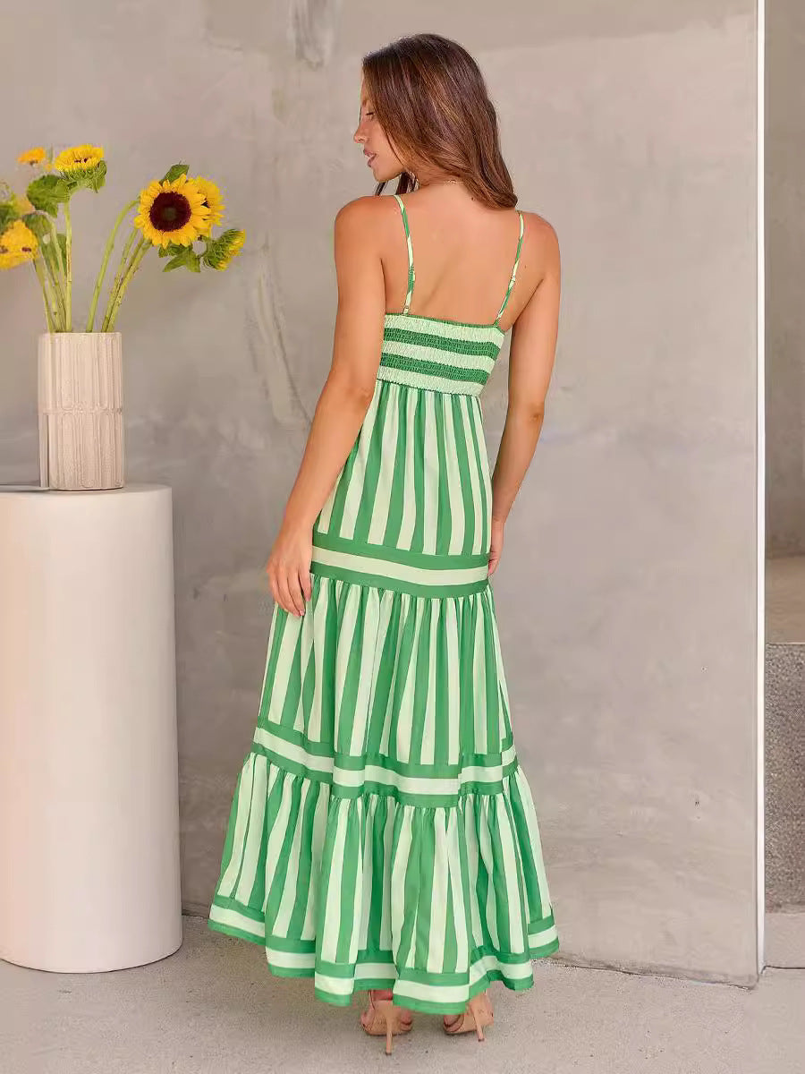 Lina™ - Stylish Striped Summer Maxi Dress