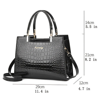 Lola™ - Shiny Crocodile Pattern Leather Handbag