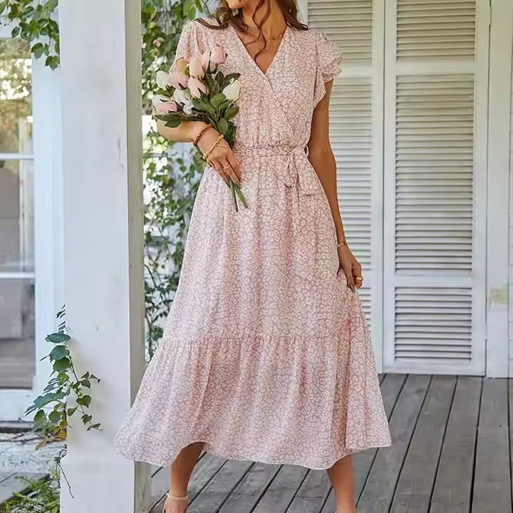 Emily™ - Comfortable Floral Wrap Belt Summer Dress