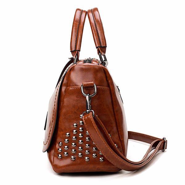 Magda™ - Luxury Leather Bag With Rivets