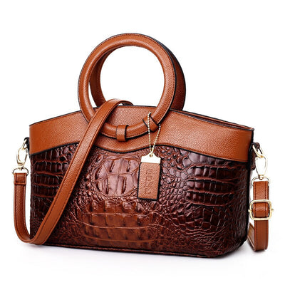 Sophia™ - Stylish Leather Croco Bag With Handmade Details